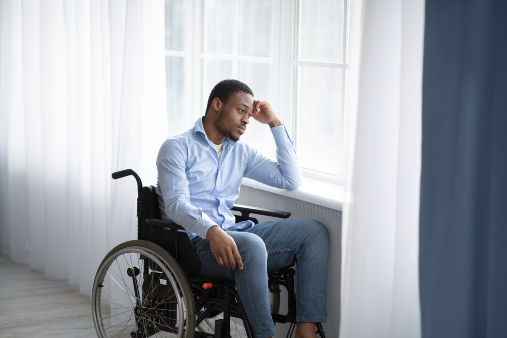 african american man in wheelchair