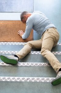 man slipped down on the stairs